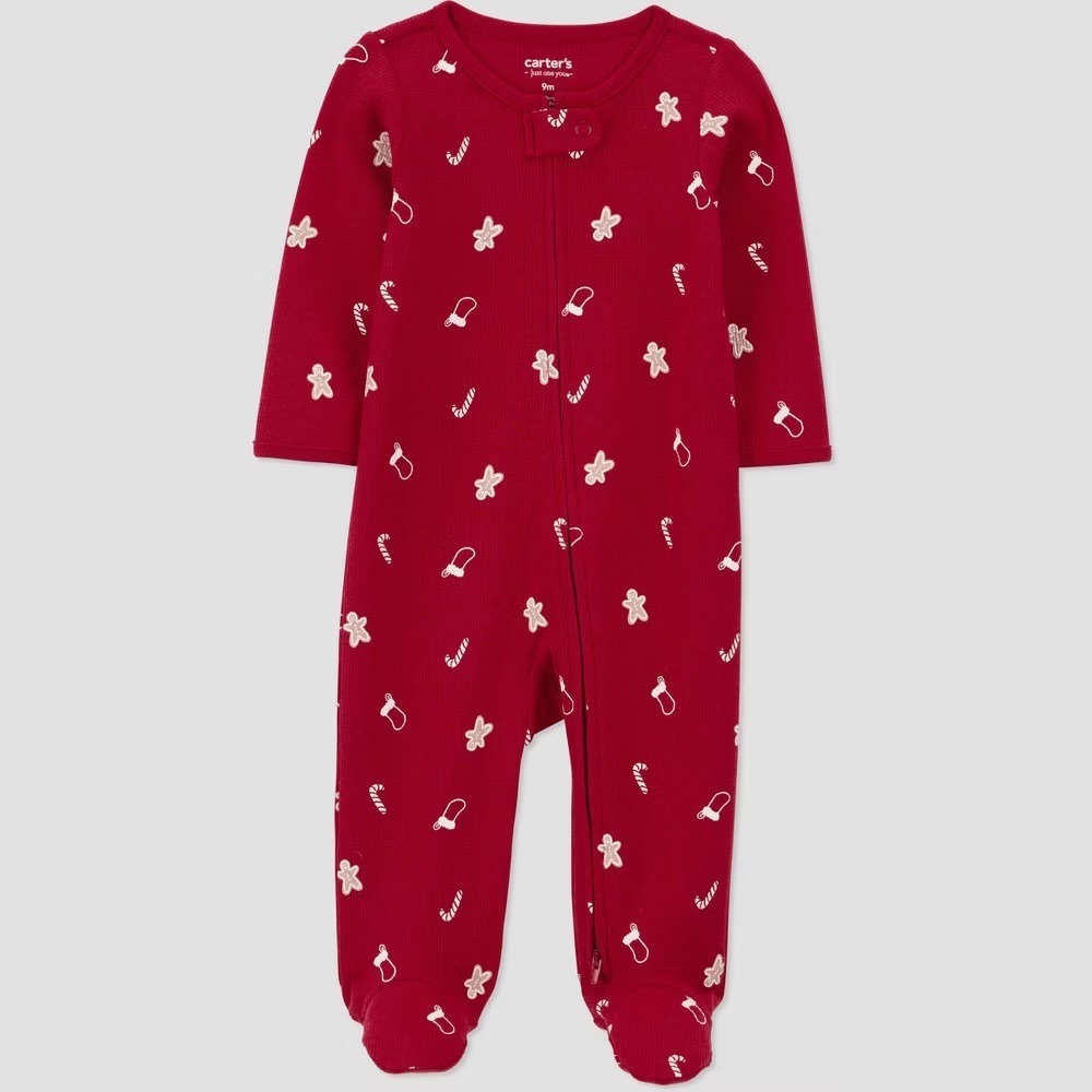 Carters Just One You Baby Candy Gingerbread footy - Red Newborn